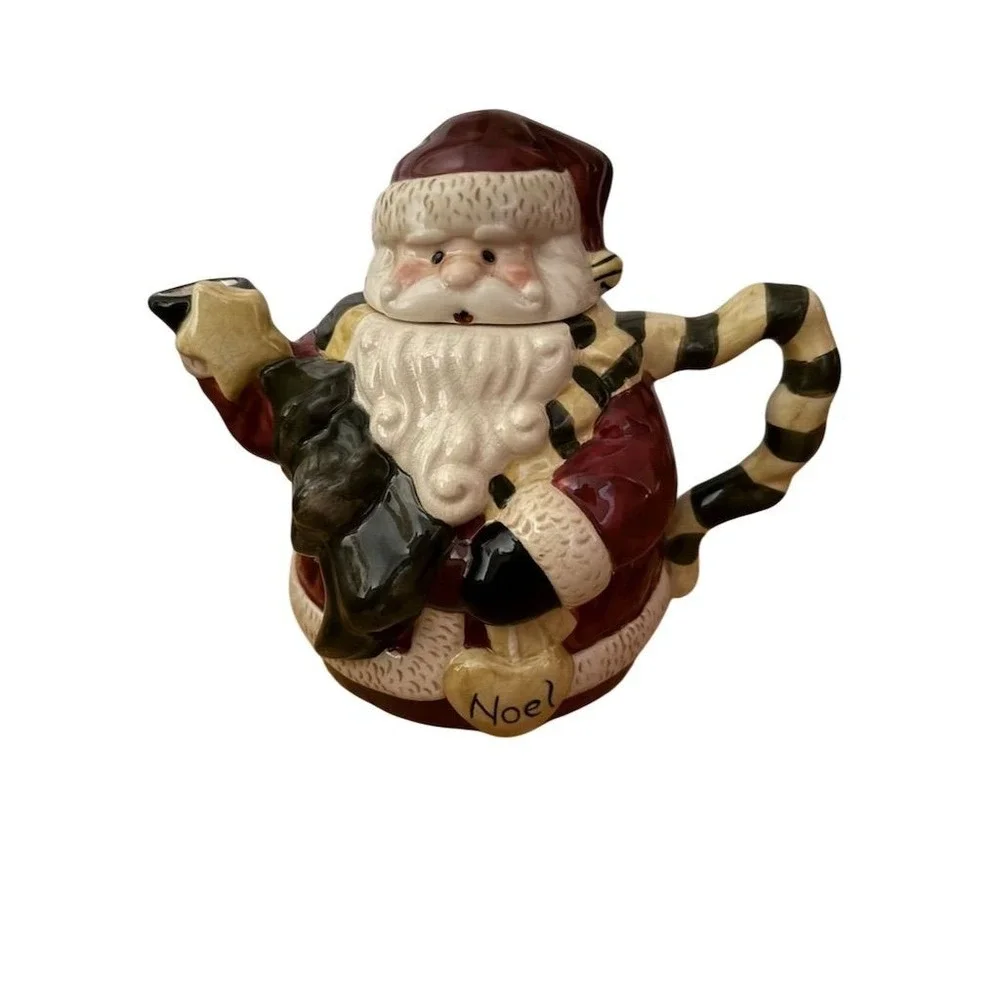 Vintage Santa with Tree Ceramic Teapot 